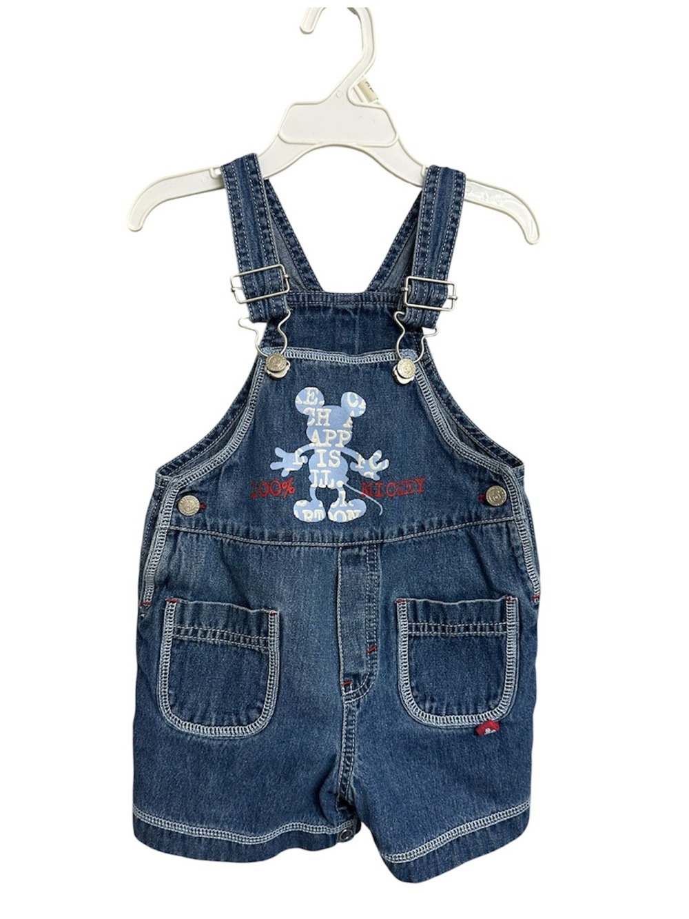 Vtg 90s Mickey & Co Disney World Denim Overalls Shorts Size 18 Months
